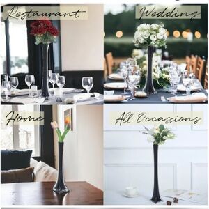 Pack of 2, Eiffel Tower 20" Elegant Black Tall Vases, new